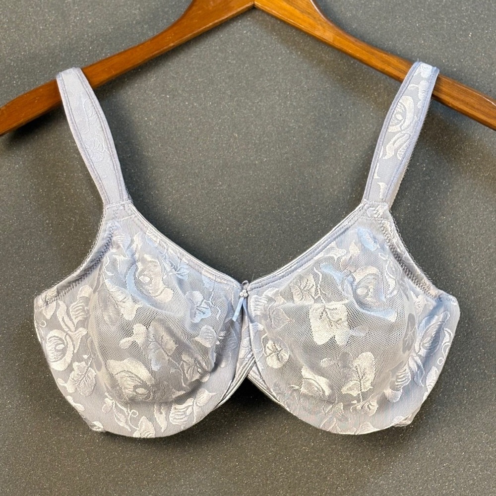 Wacoal Full Figure Soft Cup Bra Floral Lace Pink Ribbon Support Plus Size 34DD‎